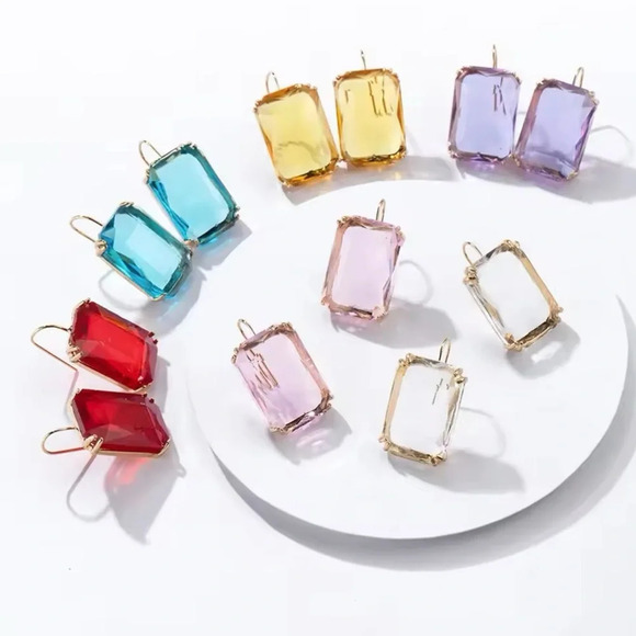 Anthropologie Aquamarine Blue and gold vintage inspired drop earrings - Picture 5 of 9